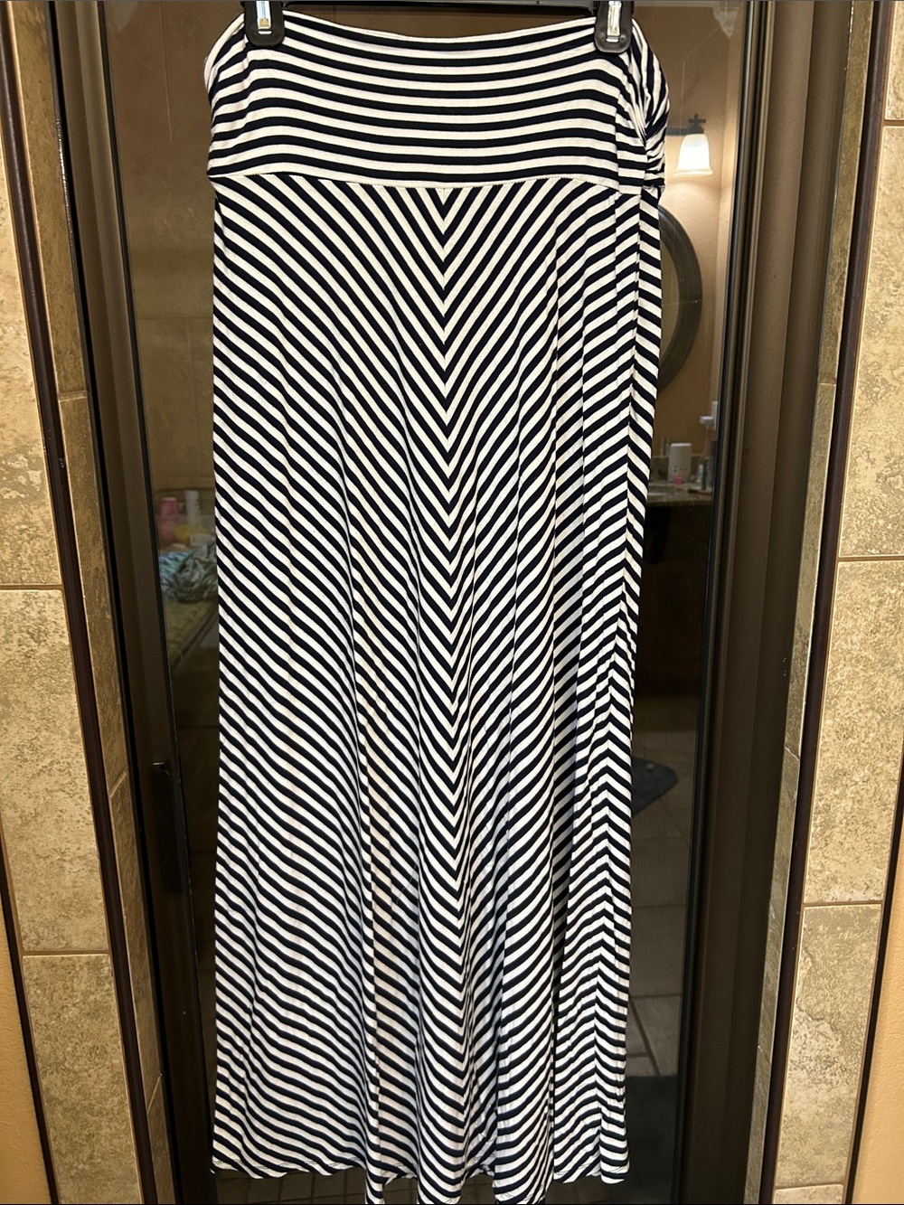 Merona Black and White Striped Maxi Skirt